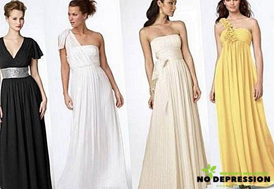 Gaun dalam gaya Yunani: gaya indah, foto, pola